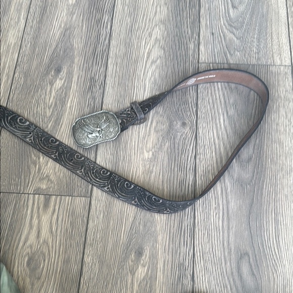 Fossil Accessories - Fossil brown embossed leather belt with an Eagle buckle